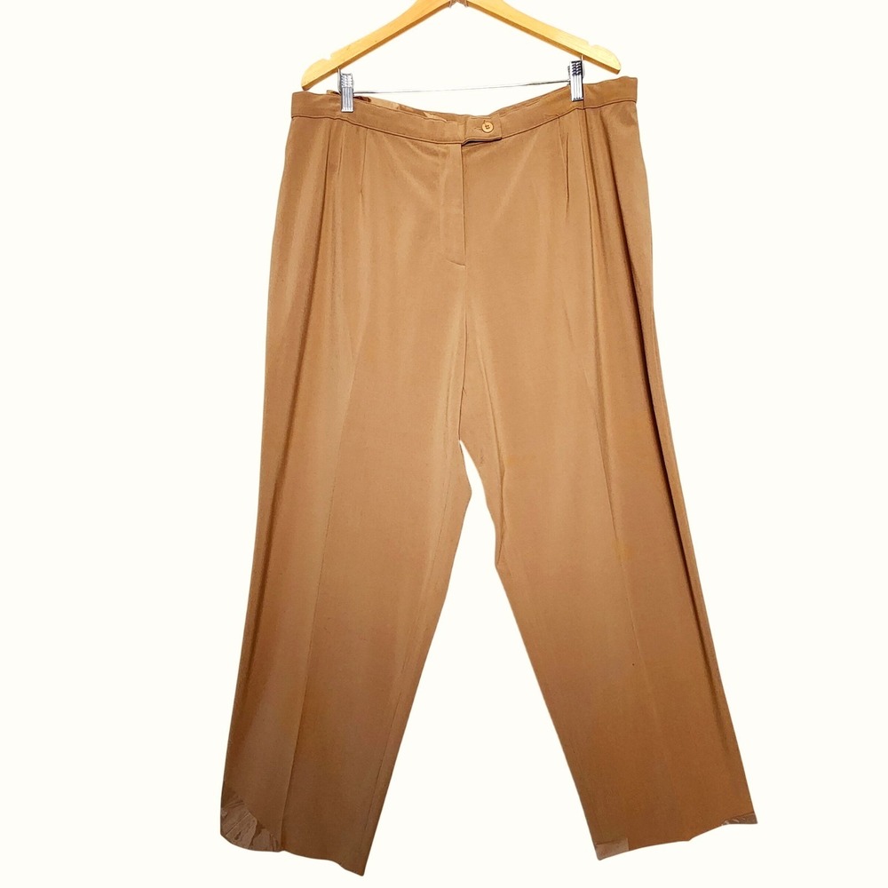 Coldwater Creek Trousers 20W Tan Relaxed Comfort Waist Office Travel Minimalist